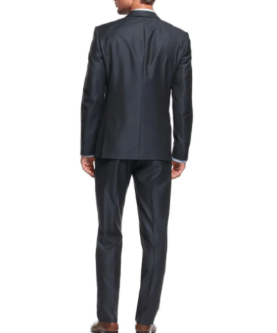 DKNY Slim-Fit Blue Solid Sharkskin 2 Piece Suit-DKNY-Fashionbarn shop