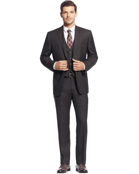 Calvin Klein Sharkskin Vested X Slim Fit 3 Piece Men's Suit-CALVIN KLEIN-Fashionbarn shop