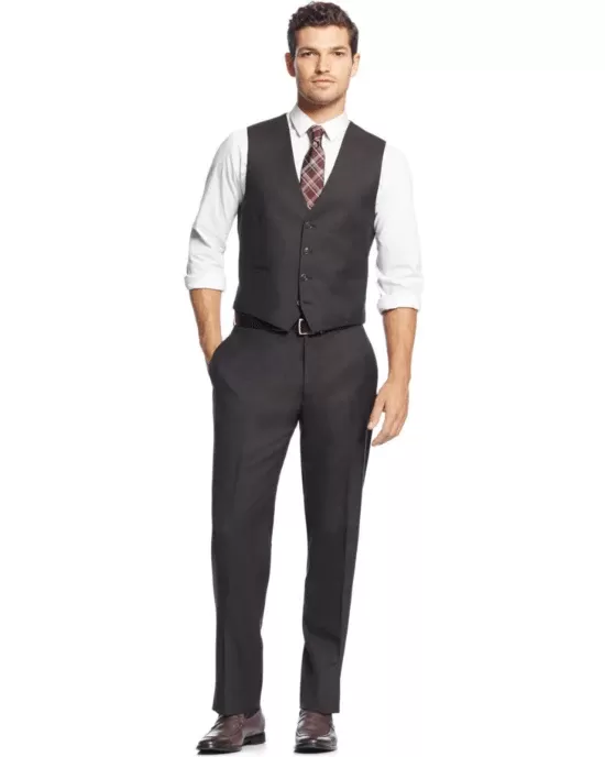 Calvin Klein Sharkskin Vested X Slim Fit 3 Piece Men's Suit-CALVIN KLEIN-Fashionbarn shop