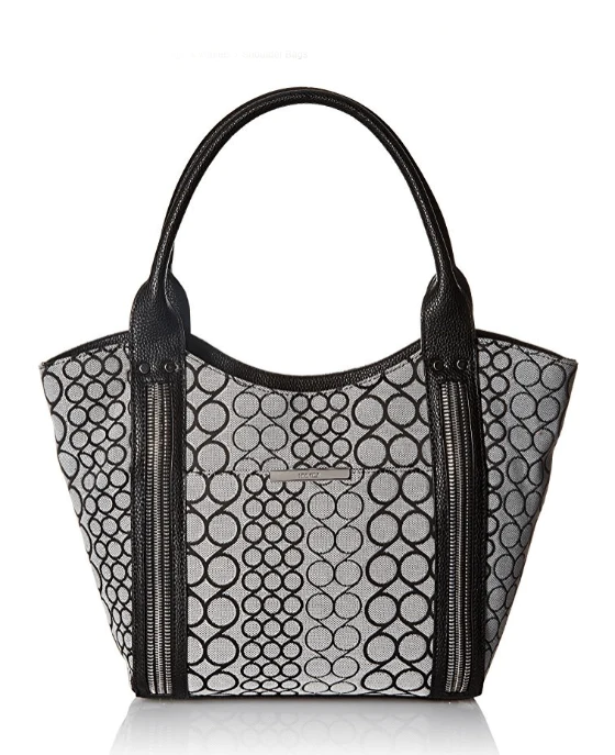 Nine West Track-Tion Action Tote Black White