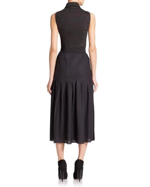 Akris Punto Black Zip-front Belted Pleated Dress