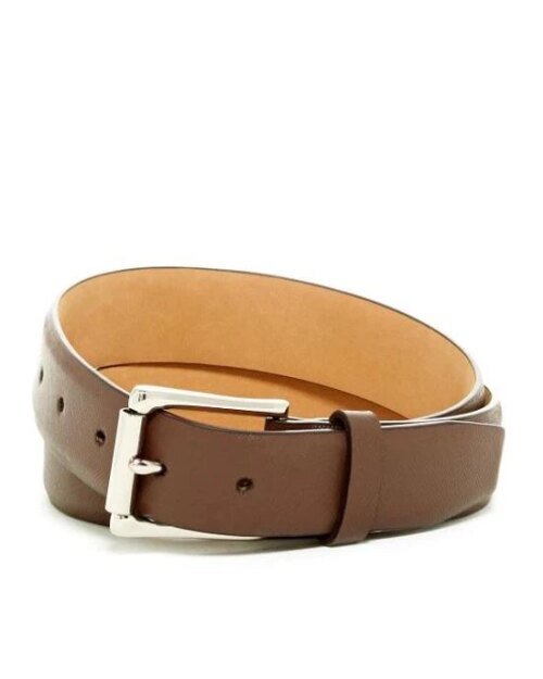 COLE HAAN Brown Split Leather Strap Roller Belt