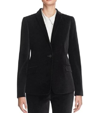 T Tahari Womens Randa Velvet Notched Lapel One-Button Blazer