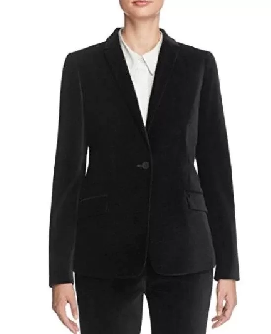 T Tahari Womens Randa Velvet Notched Lapel One-Button Blazer