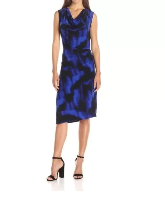T Tahari Blue Small S Radiance Genevieve Sheath Dress