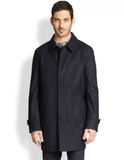 Canali Hidden-Button Trench Coat