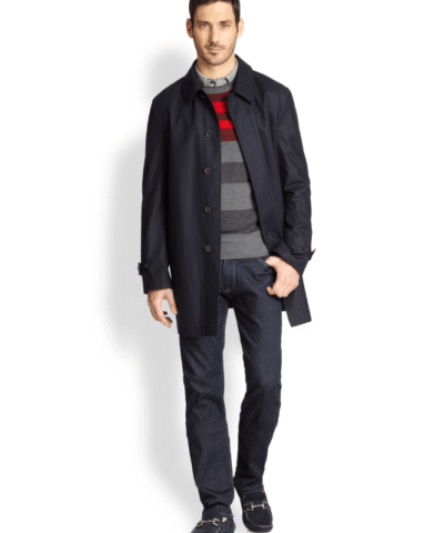 Canali Hidden-Button Trench Coat