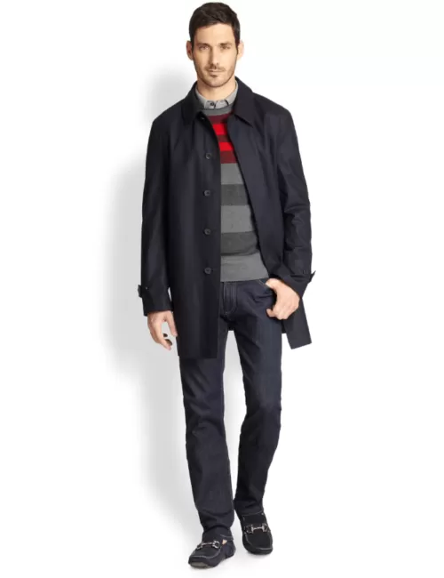 Canali Hidden-Button Trench Coat