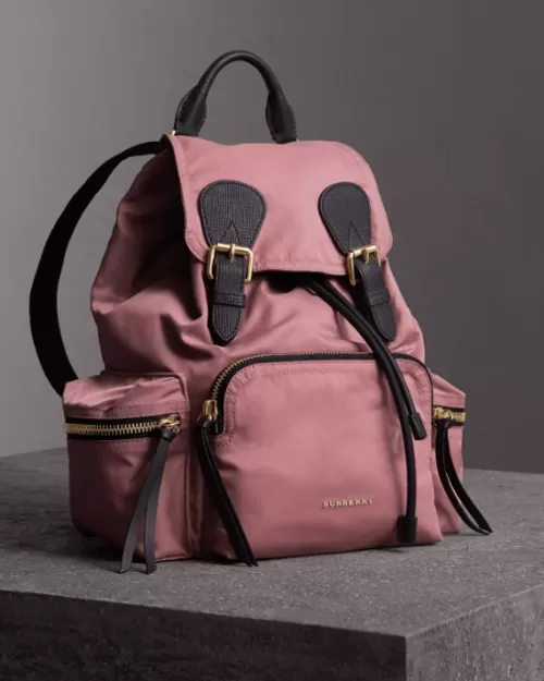 Buryerry Medium Rucksack in Technical Nylon and Leather