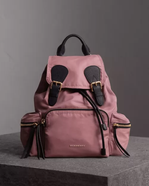 Buryerry Medium Rucksack in Technical Nylon and Leather