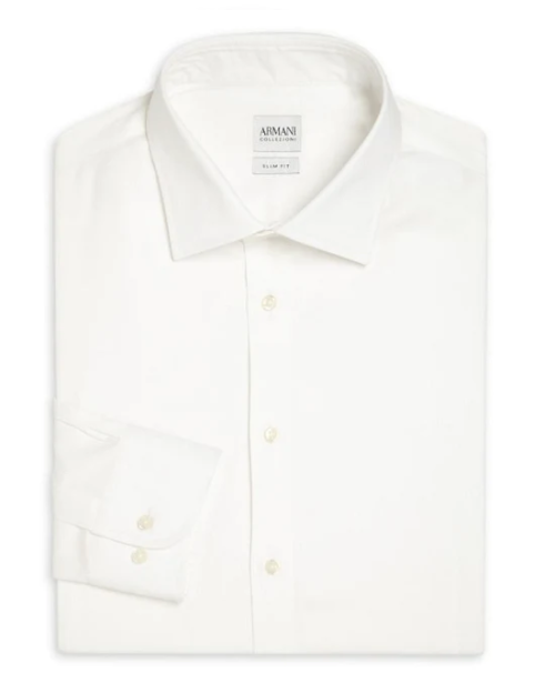 Armani Collezioni Slim-Fit Solid Dress Shirt