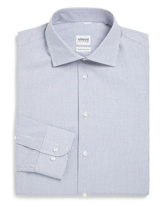 Armani Collezioni Slim Fit Check Dress Shirt