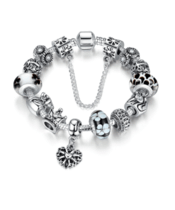 Steffe Silver Charms Bracelet With Queen Crown Beads
