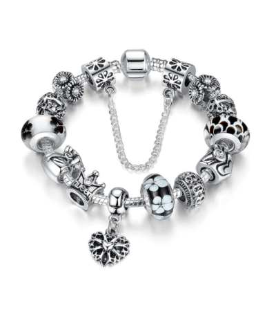 Steffe Silver Charms Bracelet With Queen Crown Beads