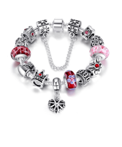 Steffe Silver Charms Bracelet With Queen Crown Beads