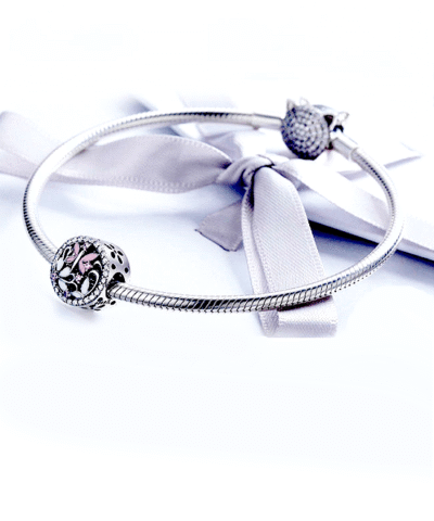 Steffe Sterling Silver Poetic Daisy Cherry Blossom Mixed Enamels Clasp Bracelet