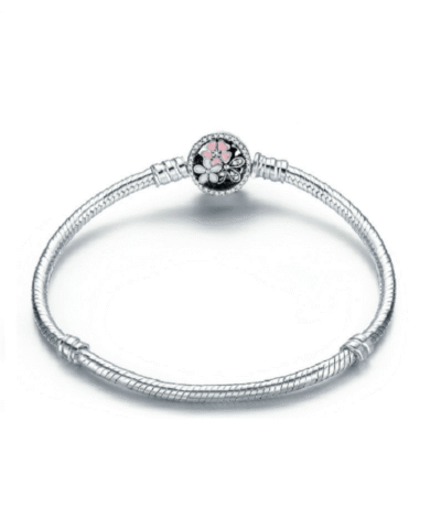 Steffe Sterling Silver Poetic Daisy Cherry Blossom Mixed Enamels Clasp Bracelet