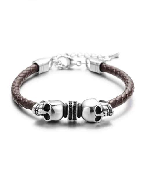 Steffe Men's Stainless Steel Beads Chain Hook Station Bracelet