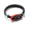 Steffe Men's Double Black Red Genuine Leather Infinite Knot Bracelets