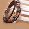 Steffe Men's Handmade Retro Genuine Leather Woven Charm Bracelet