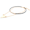 Steffe Triangle Pendant Double chains leather simple choker necklace