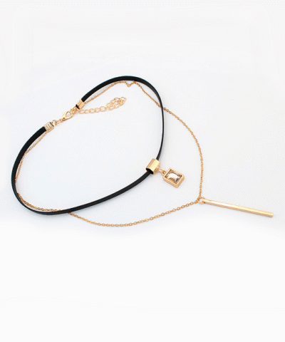 Steffe Double chains Y Choker Necklace