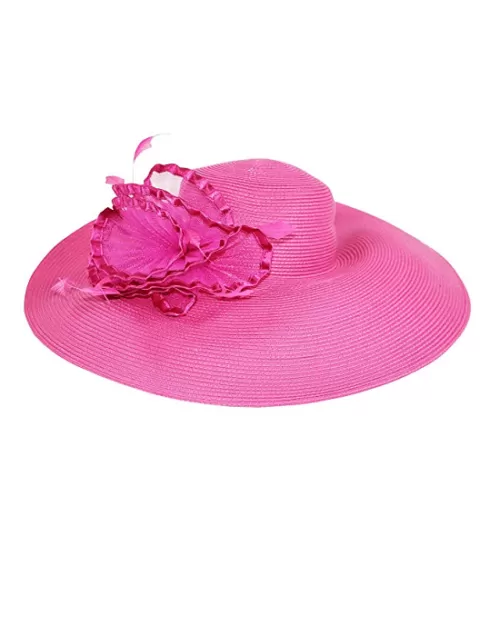 Fine Millinery by August Hat Co Adjustable Wide Brim Hibiscus Sun Hat