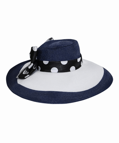 Fine Millinery by August Hat Co Polka Dot Band Wide Brim Sun Hat