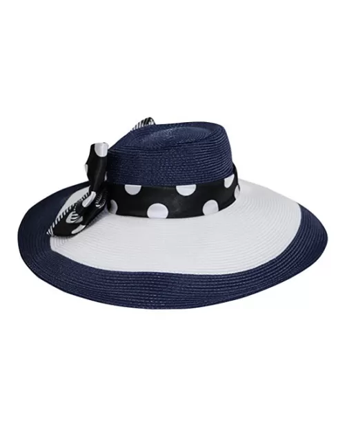 Fine Millinery by August Hat Co Polka Dot Band Wide Brim Sun Hat