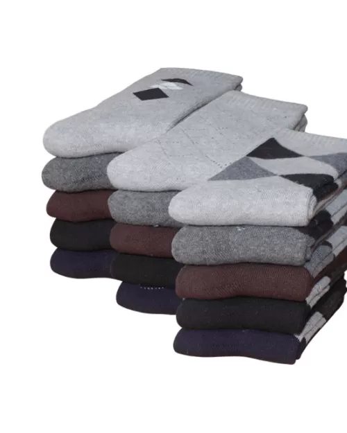 Teams Men's 5-Pack Pop Mini Argyle Winter thicken warm terry socks