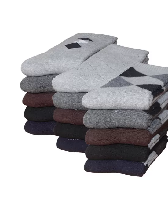 Teams Men's 5-Pack Pop Mini Argyle Winter thicken warm terry socks
