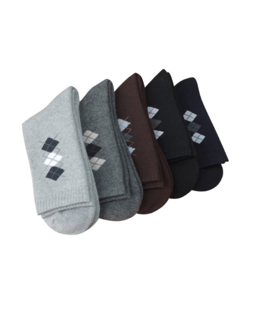 Teams Men's 5-Pack Pop Mini Argyle Winter thicken warm terry socks