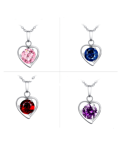 Steffe Stainless Steel Heart Pendant With Cubic Zirconia Necklaces