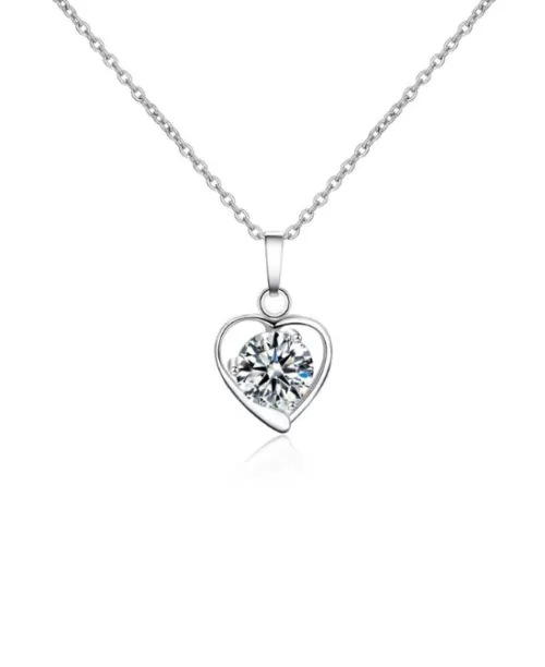 Steffe Stainless Steel Heart Pendant With Cubic Zirconia Necklaces
