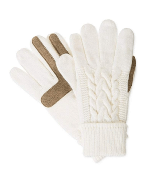 Isotoner Signature Solid Triple Cable Knit Palm SmarTouch Tech Gloves, One Size