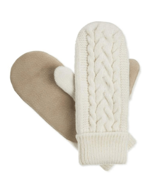 Isotoner Signature Solid Triple Cable Mittens, One Size Ivory