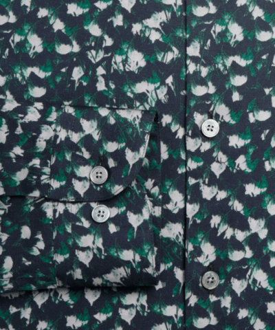 Hardy Amies Men's Green Thistle Print Regular Fit Dress Shirt