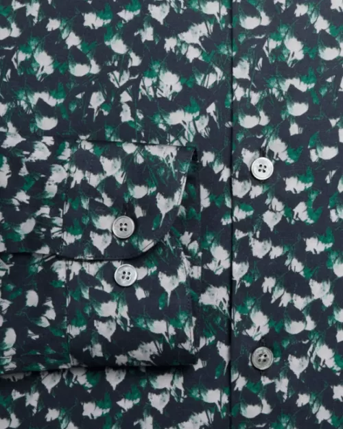 Hardy Amies Men's Green Thistle Print Regular Fit Dress Shirt