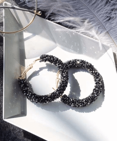 Steffe Geometric Round Shiny rhinestone big earring