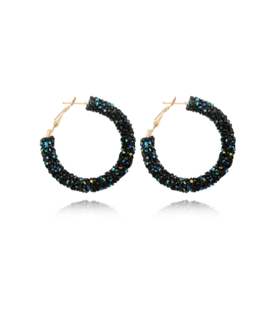 Steffe Geometric Round Shiny rhinestone big earring