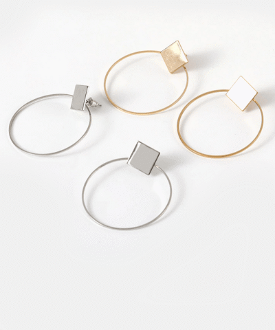 Steffe Women's Square Round Geometric Hanging Earrings