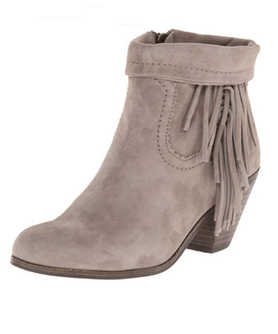 Sam Edelman Women's Louie Ankle Fringe Boot,Tan Suede,