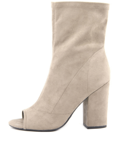 GUESS Galyna Peep Toe Block Heel Tall Ankle Booties,