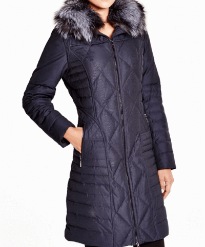 Maximilian Women's Maximilian Down Coat With Fox Collar