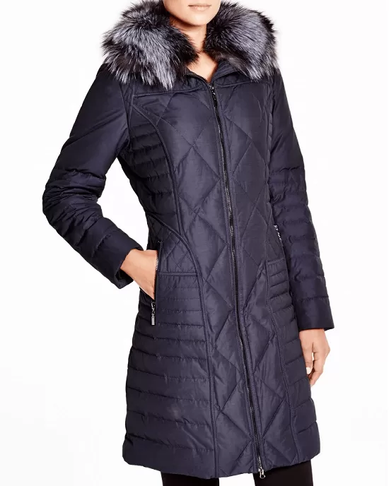 Maximilian Women's Maximilian Down Coat With Fox Collar