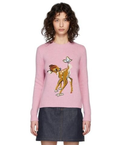 Miu Miu Pink Disney Edition Wool Bambi Sweater