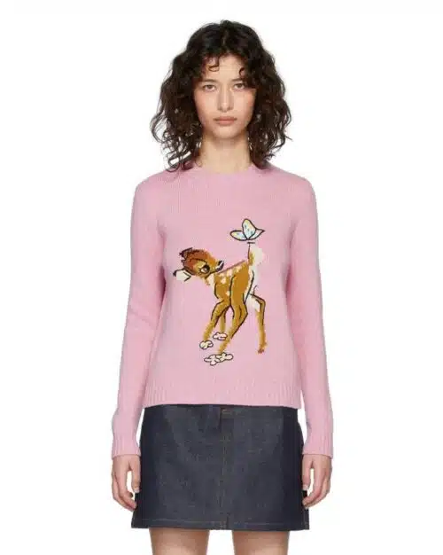 Miu Miu Pink Disney Edition Wool Bambi Sweater