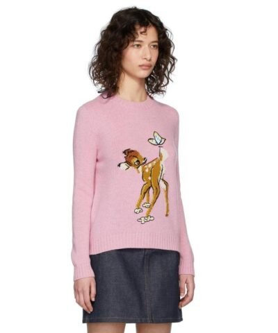Miu Miu Pink Disney Edition Wool Bambi Sweater
