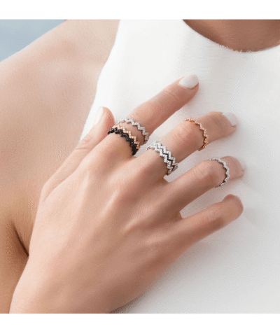 Apm Monaco Silver Up And Down Phalanx Ring