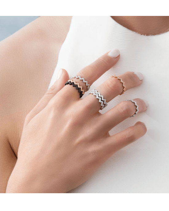 Apm Monaco Silver Up And Down Ring